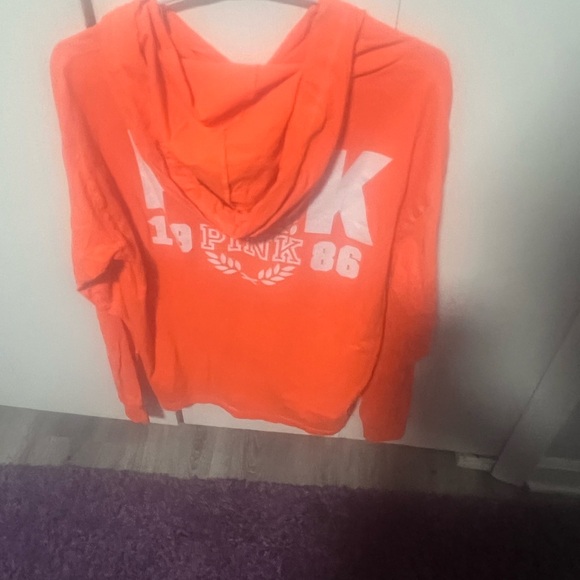 PINK Victoria's Secret Tops - ⭐️PINK Victoria's Secret Bright Orange light weight Hoodie